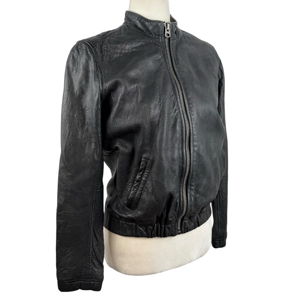 Lucky Brand Ana 100% Lamb Leather Jacket Moto Full Zip Womens Size XS Bomber - Picture 3 of 16